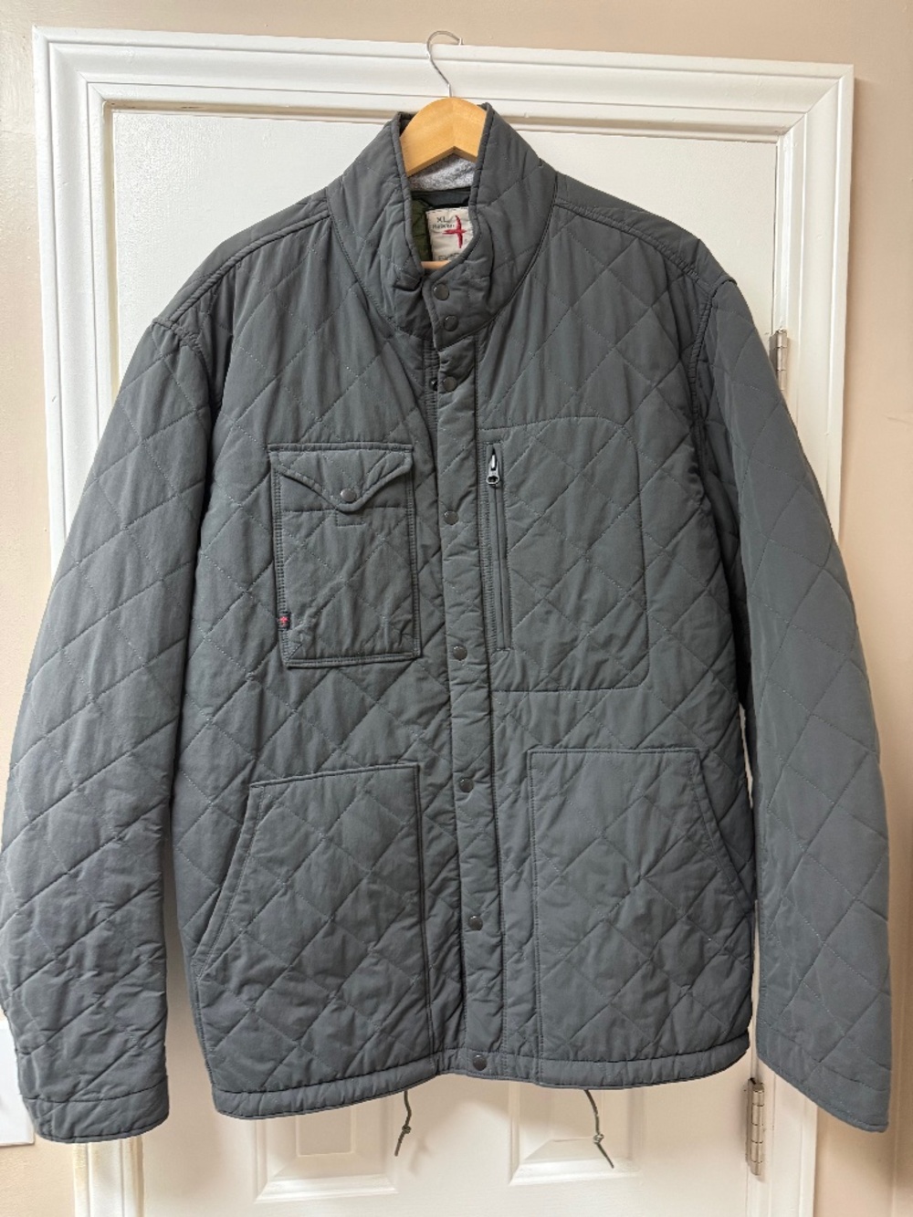 Relwen Charcoal Quilted Insulated Tanker Jacket, XL